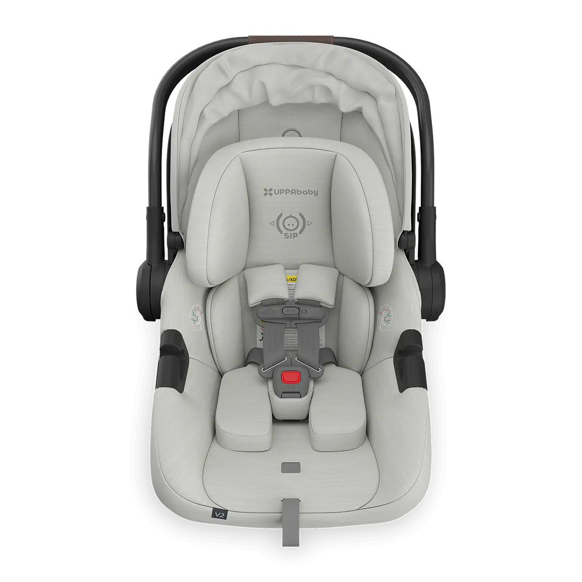 UPPAbaby Aria V2 Infant Car Seat - Savannah (Pearl Grey Melange | Chestnut Leather) Canopy Retracted