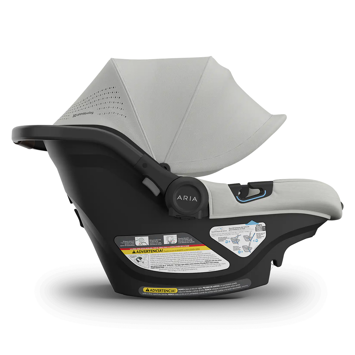 UPPAbaby Aria V2 Infant Car Seat - Savannah (Pearl Grey Melange | Chestnut Leather) Side View
