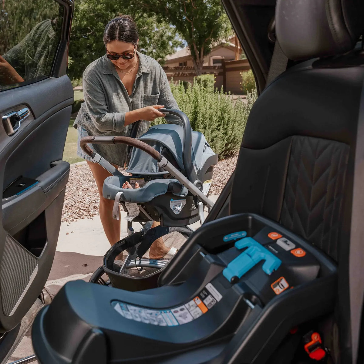 UPPAbaby Mesa V3 Infant Car Seat - Lifestyle Installing in Car