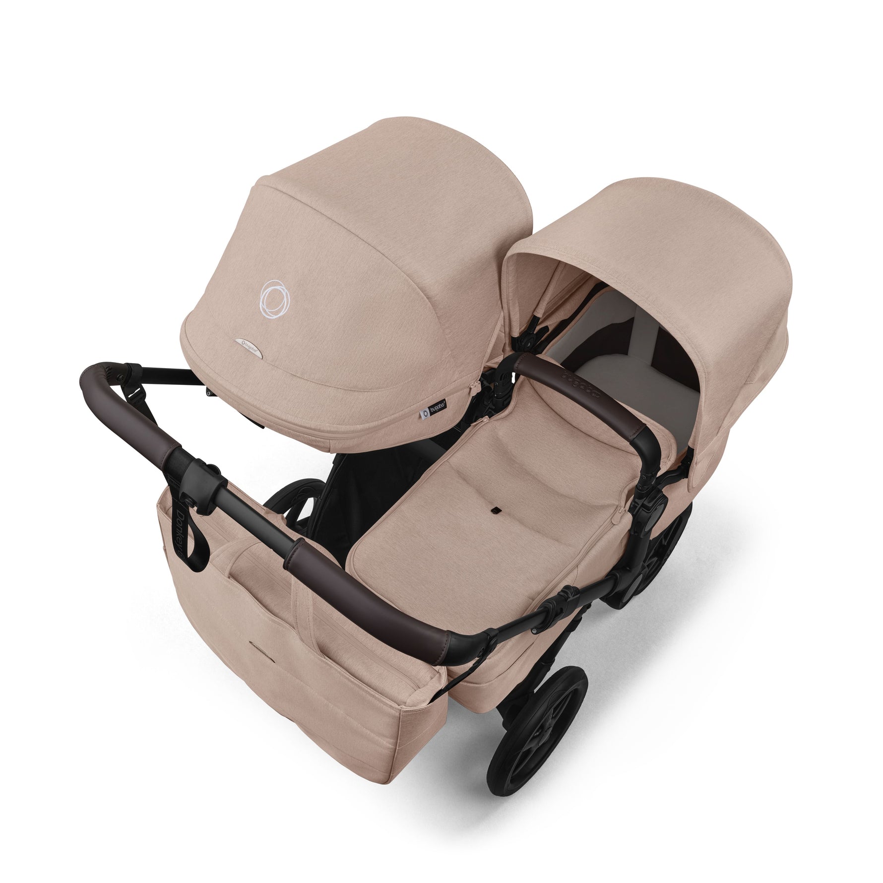 Bugaboo Donkey 6 Mono Complete Stroller - Desert Taupe Melange Multi-Age 3 with Side Luggage Bag and 1 Bassinet