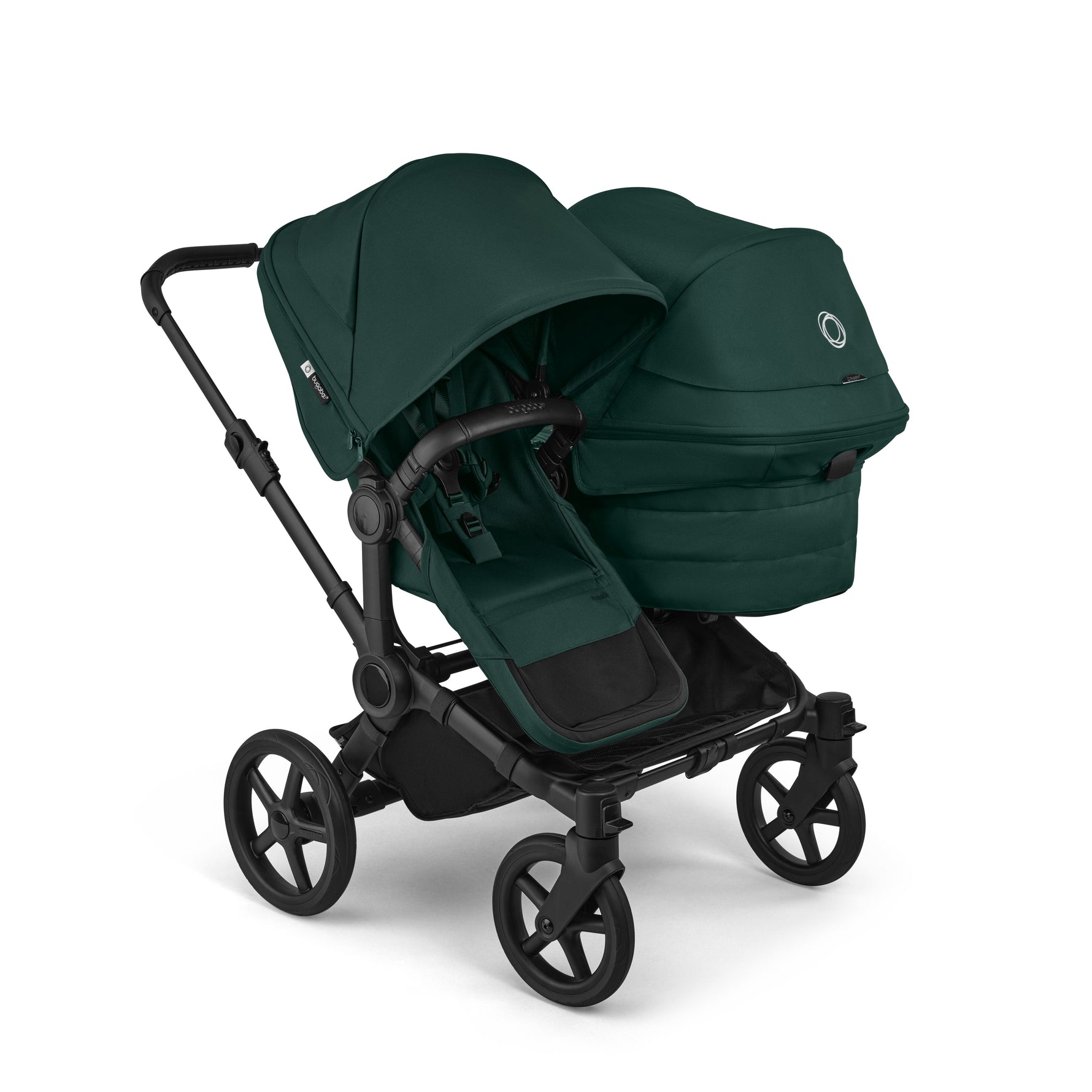 Bugaboo Donkey 6 Mono Complete Stroller - Fern Green Side Angle View Multi-Age Kids Duo Mode