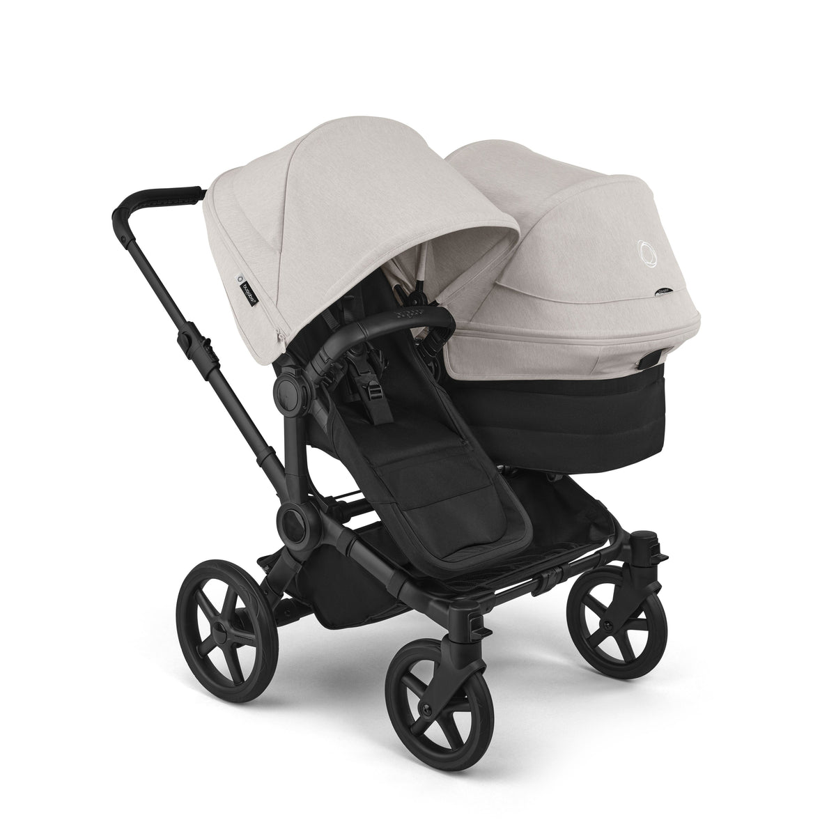Bugaboo Donkey 6 Mono Complete Stroller - Misty White Side Angle View Multi-Age Kids Duo Mode 2