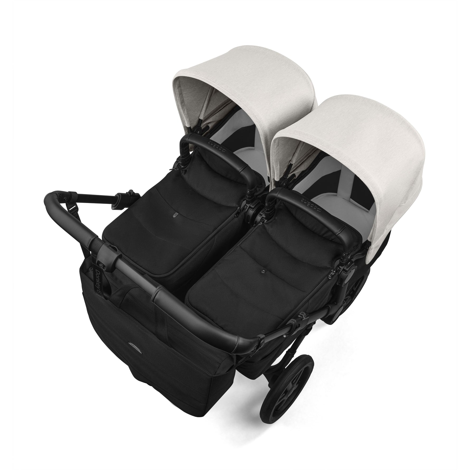 Bugaboo Donkey 6 Mono Complete Stroller - Misty White Top View Twin Mode with 2 Bassinets