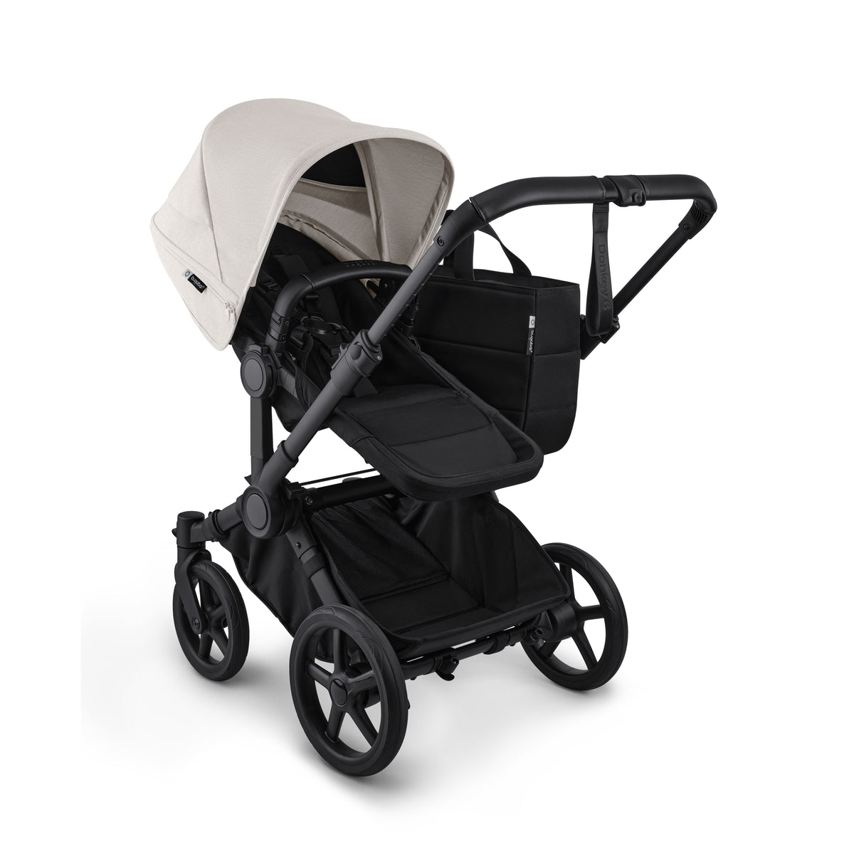 Bugaboo Donkey 6 Mono Complete Stroller - Misty White Side Angle View Mono Mode
