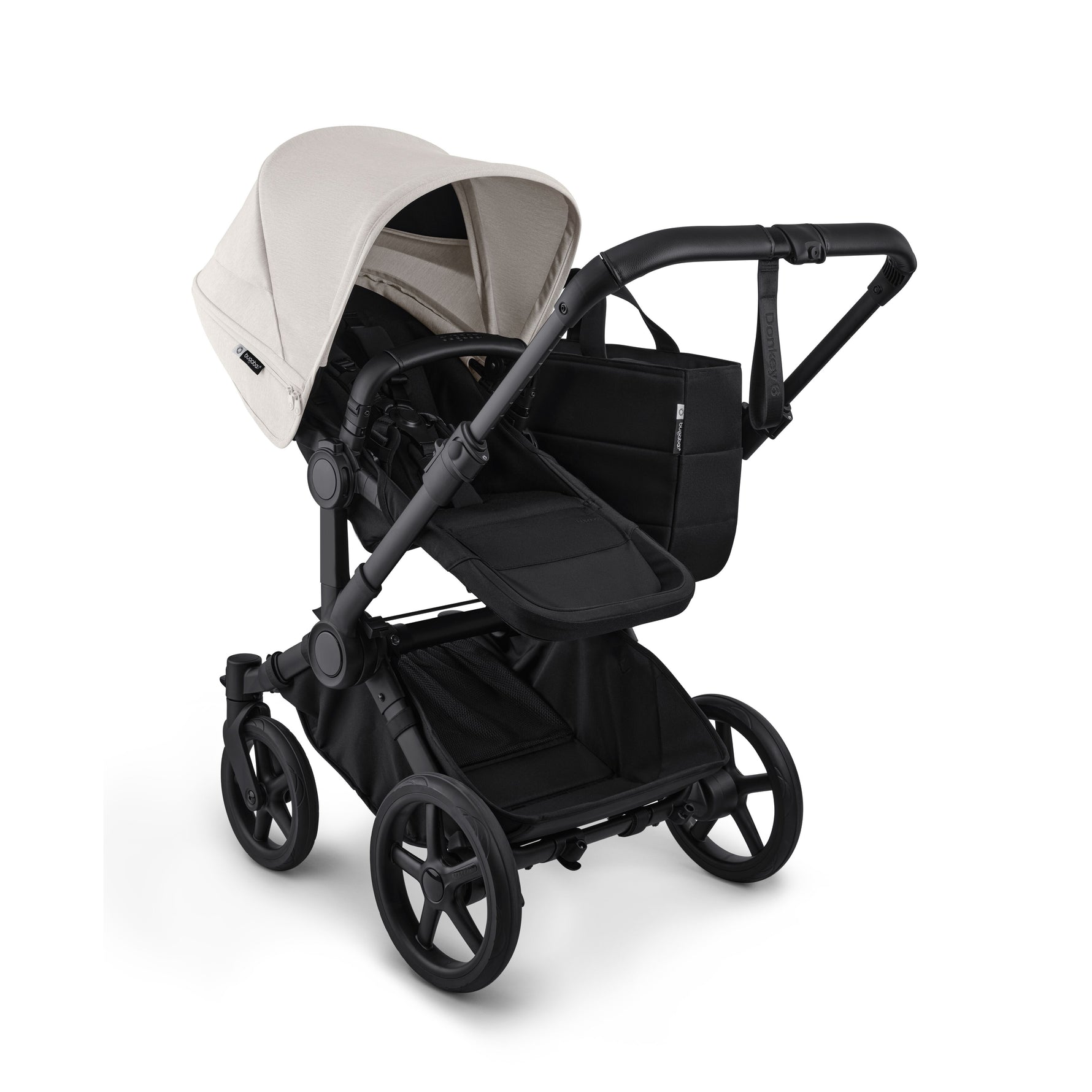 Bugaboo Donkey 6 Mono Complete Stroller - Misty White Side Angle View Mono Mode