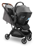 UPPAbaby Minu V3 Stroller - Greyson (Charcoal Melange/Carbon/Saddle Leather) - with infant car seat