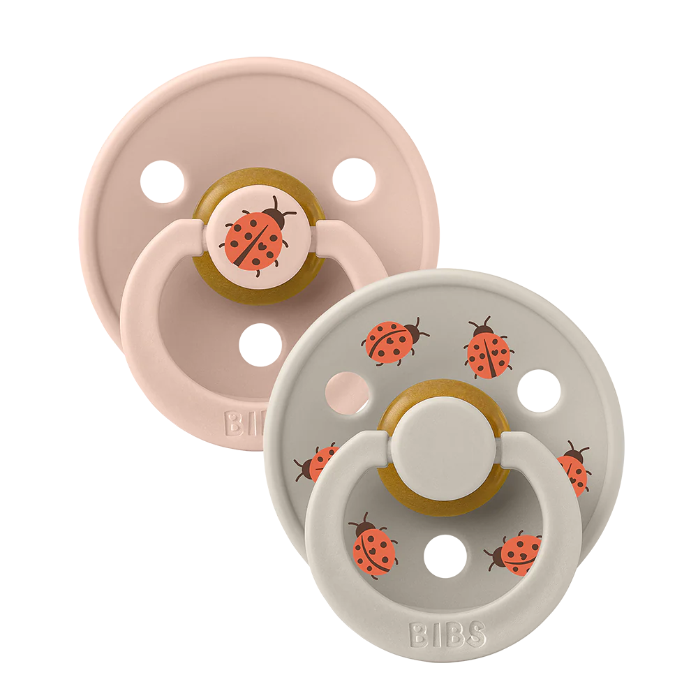 BIBS Pacifier Studio Collection 2 Pack - Blush & Sand Ladybug
