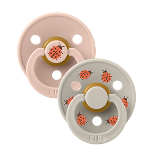 BIBS Pacifier Studio Collection 2 Pack - Blush & Sand Ladybug