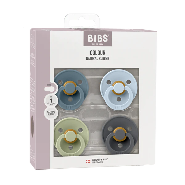 BIBS Pacifier Original 4 Pack - Petrol/Sage/Baby Blue/Iron Packaged
