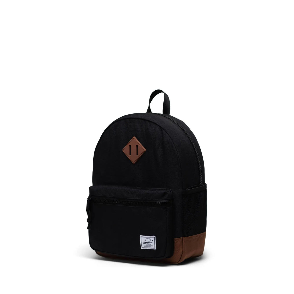 Herschel Heritage Kids Backpack Black/Saddle Brown - Angled View
