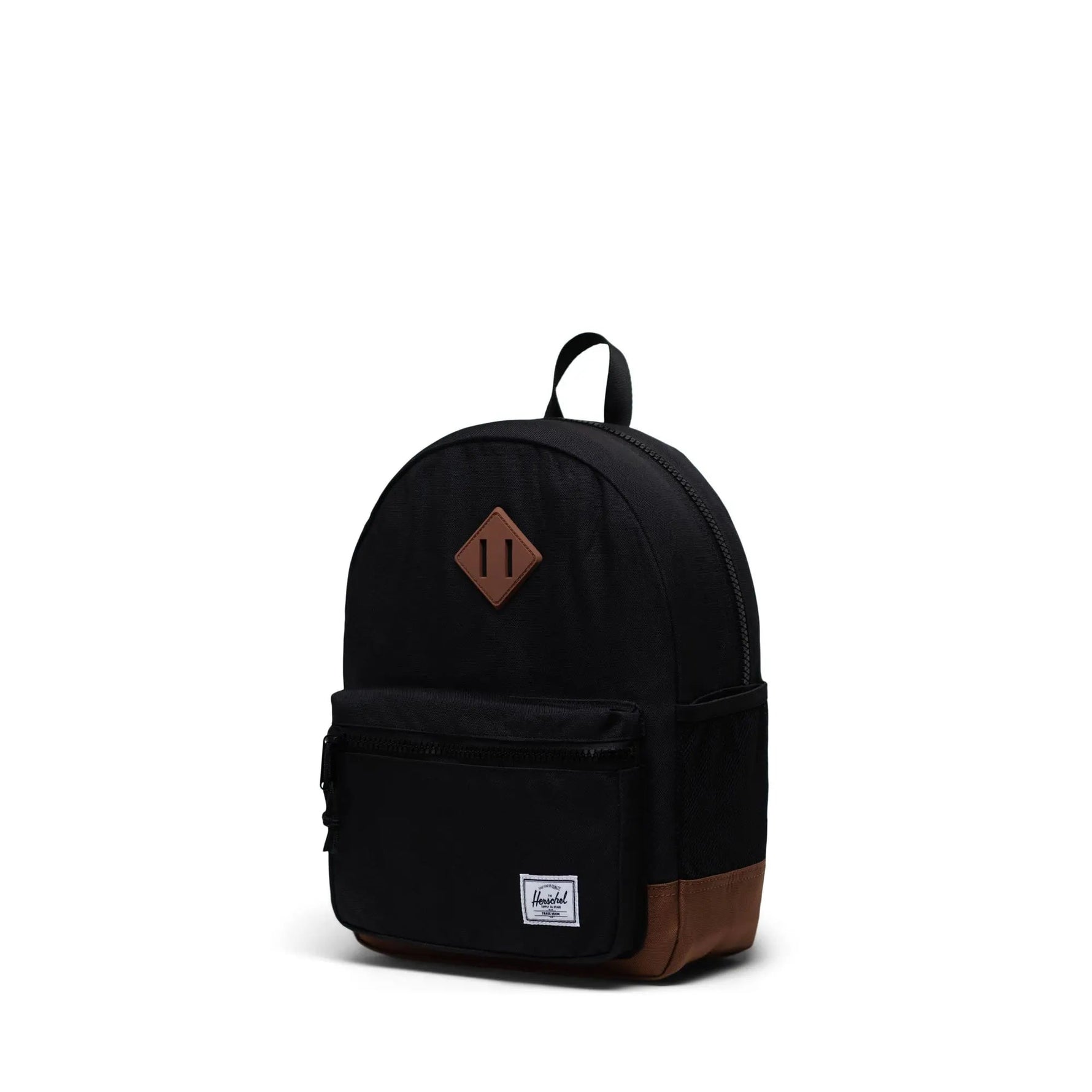 Herschel Heritage Kids Backpack Black/Saddle Brown - Angled View