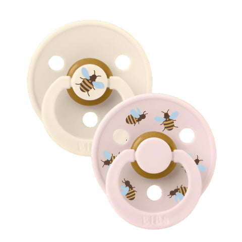 BIBS Pacifier Studio Collection 2 Pack - Ivory & Pink Bumblebee