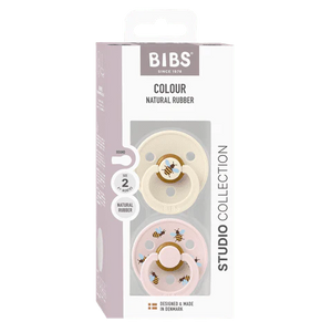 BIBS Pacifier Studio Collection 2 Pack - Ivory & Pink Bumblebee - Packaging