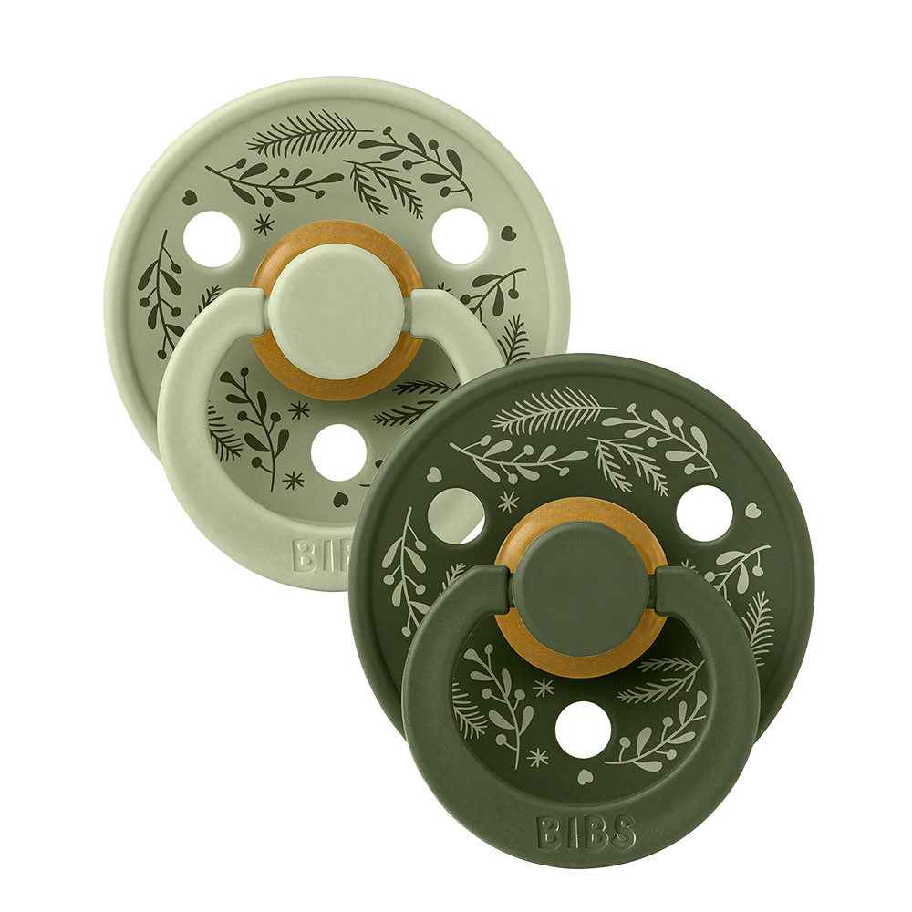 BIBS Pacifier Special Edition 2 Pack - Sage & Hunter Green Leaf