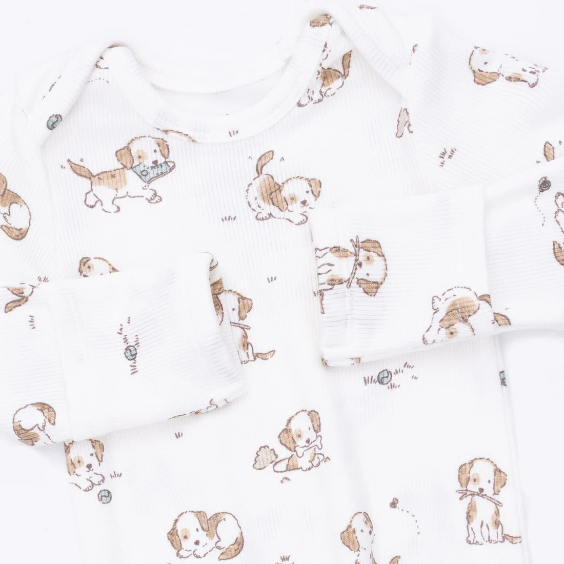 Angel Dear Knotted Gown & Beanie Hat Set - Explorer Puppy - Print Detail