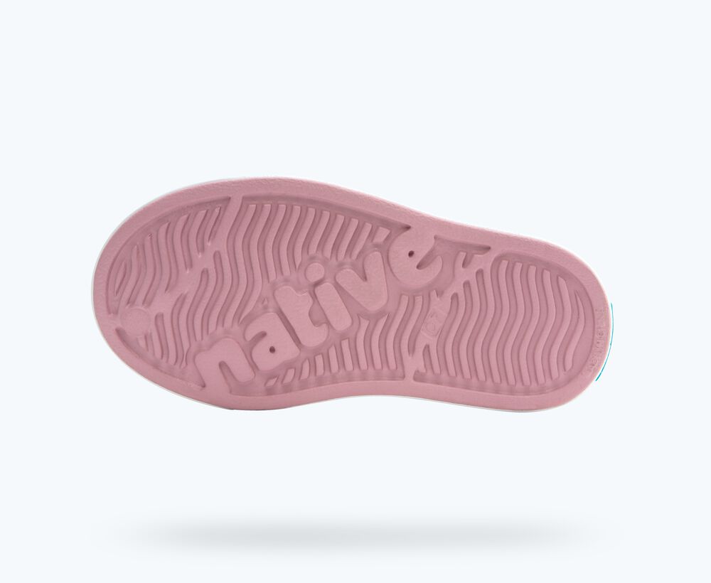 Native Shoes Jefferson Print Child Shoe - Balos Pink / Shell Daisy / Shell White - Sole View