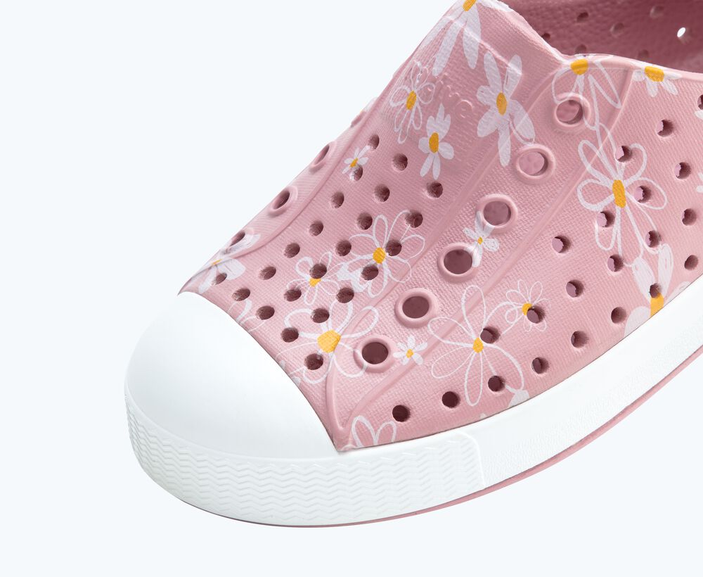 Native Shoes Jefferson Print Child Shoe - Balos Pink / Shell Daisy / Shell White - Print Detail