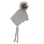 Beba Bean Crochet Pom Pom Hat - Grey