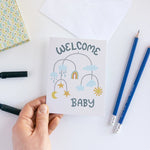 Pedaller Designs Greeting Card - Welcome Baby In Hand to Scale
