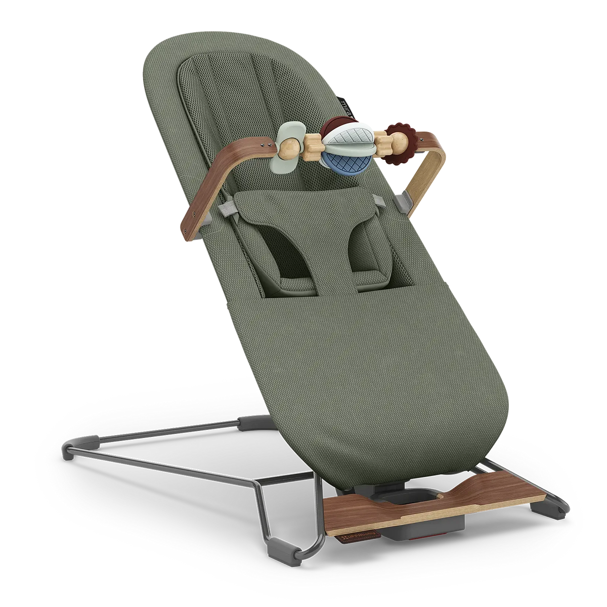 Maddie (Green Soft Knit | Grey Frame | Walnut Wood) - UPPAbaby Mira V2 3-in-1 Bouncer