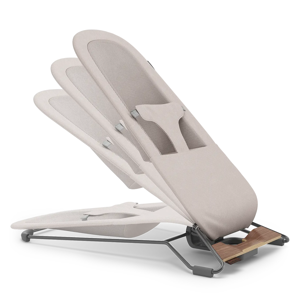Townsend (Beige Soft Knit | Grey Frame | Walnut Wood) - UPPAbaby Mira V2 3-in-1 Bouncer - Adjustable Recline Levels