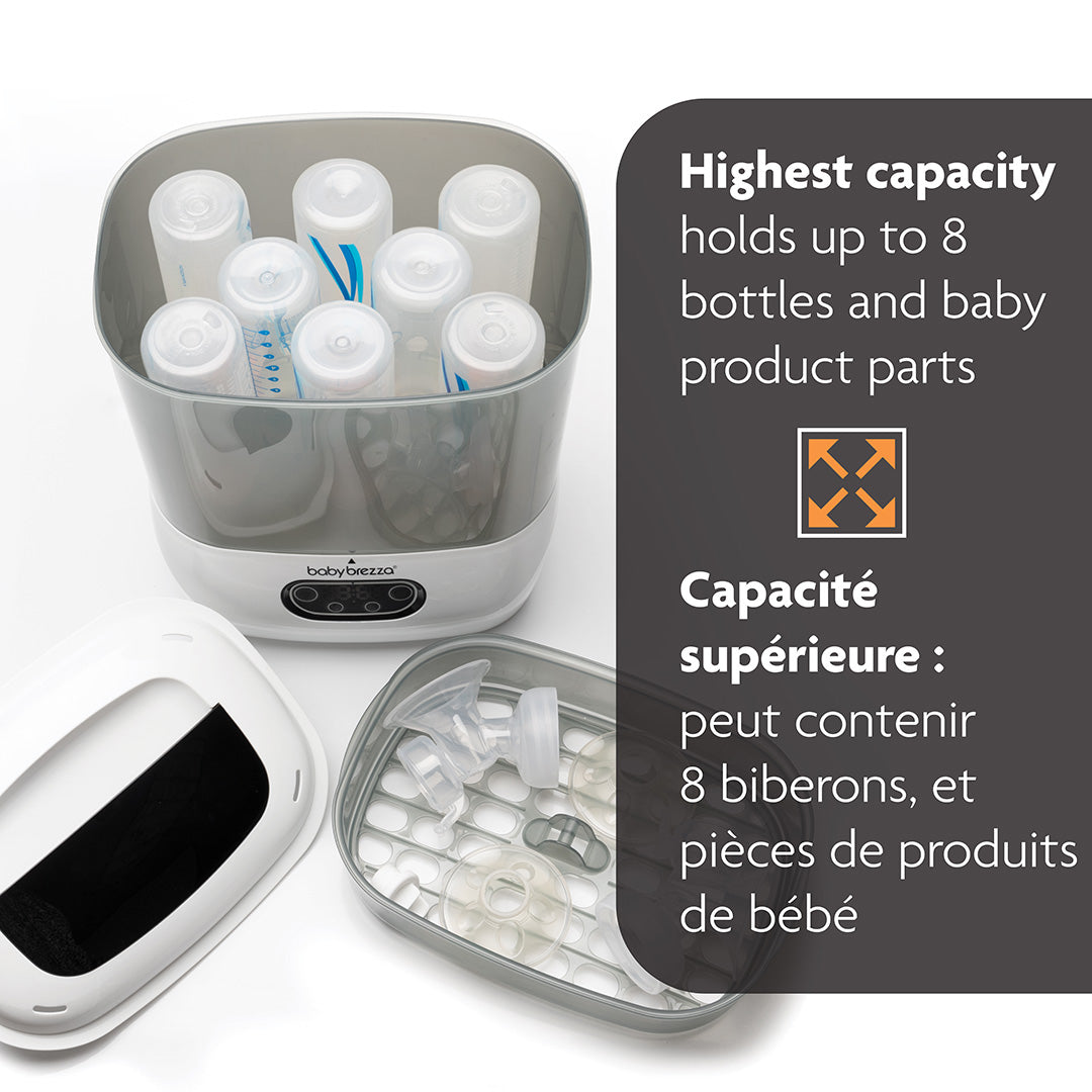 Baby Brezza One Step Sterilizer Dryer Advanced - High Capacity Holds Up to 8 Bottles & Parts