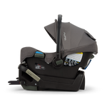 Nuna PIPA Infant Car Seat - Pewter Side View with Rigid LATCH Base