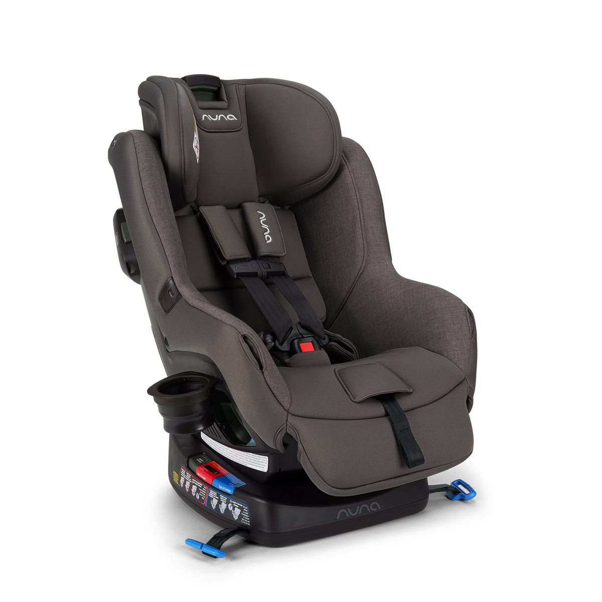Nuna RAVA Convertible Car Seat Pewter - Forward Facing with Headrest Extended & Cup Holder 