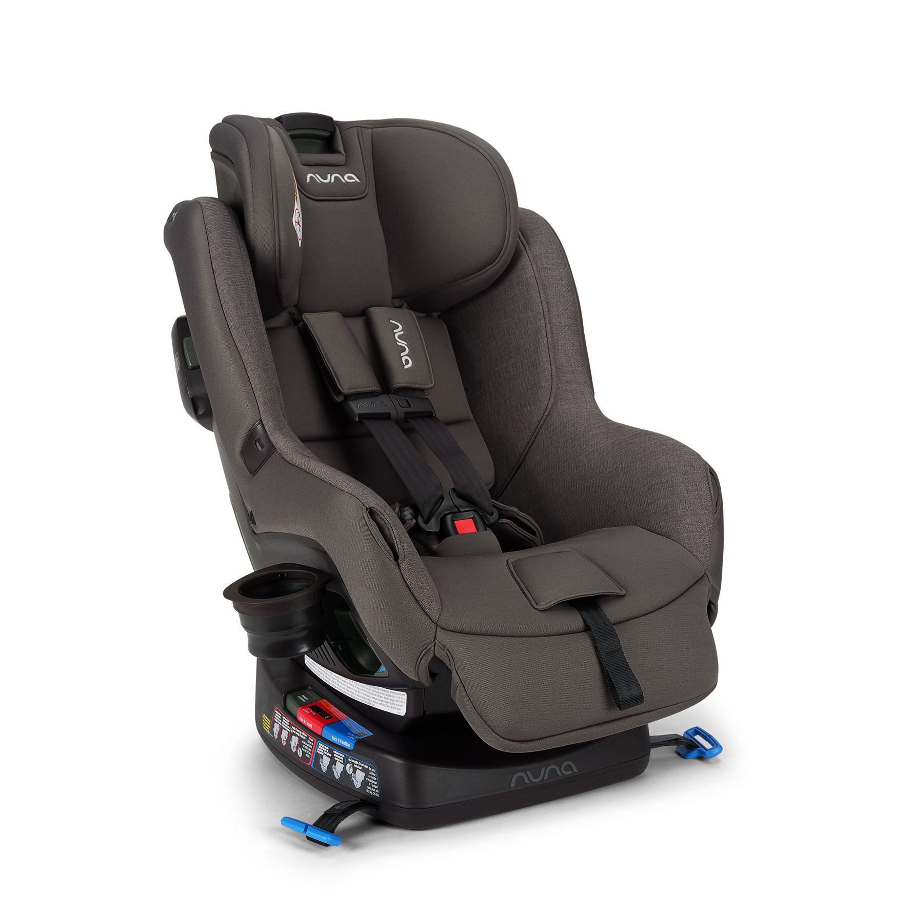 Nuna RAVA Convertible Car Seat Pewter - Forward Facing with Headrest Extended & Cup Holder 