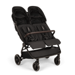 Caviar Nuna TRVL DUBL Stroller -  Angled View with Canopies Up