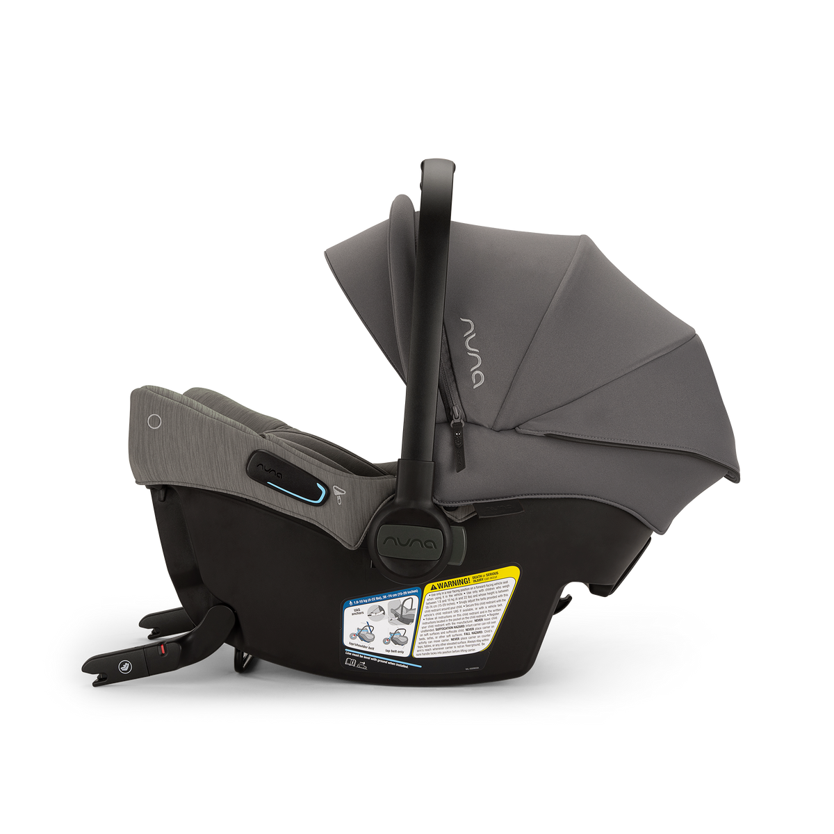 Nuna PIPA Urbn Infant Car Seat - Pewter Side View with Rigid LATCH