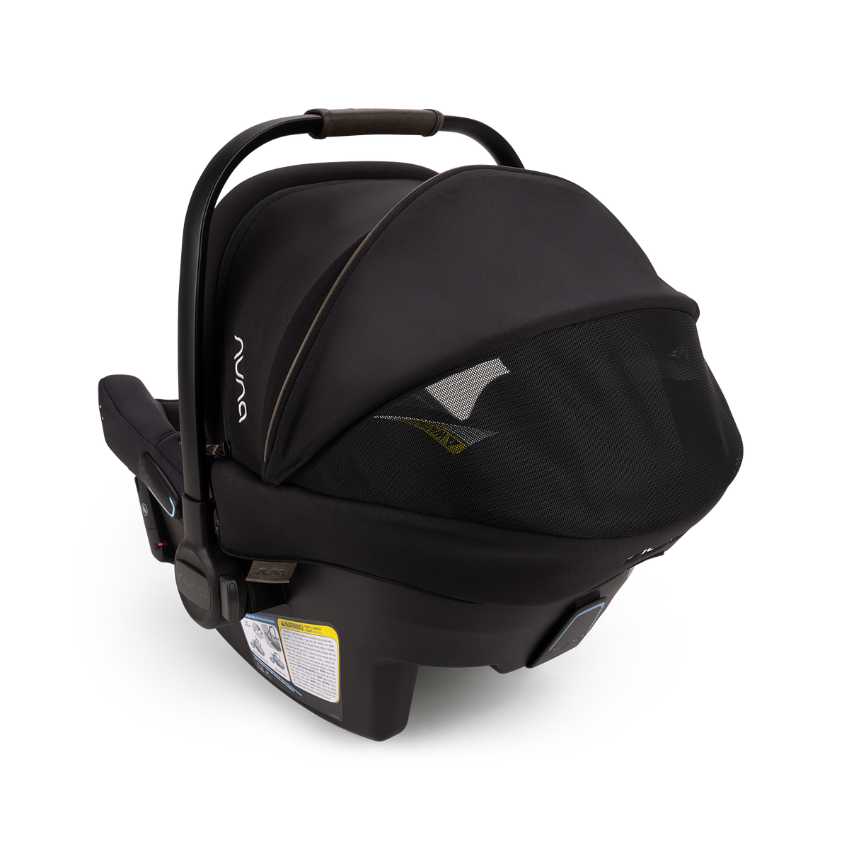 Nuna PIPA Urbn Infant Car Seat - Caviar Back Angle View with Mesh Window