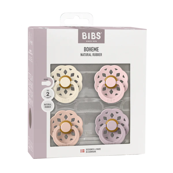 BIBS Pacifier Boheme 4 Pack - Ivory/Blush/Blossom/Dusky Lilac