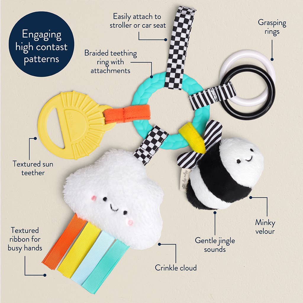 High Contrast - Itzy Ritzy Bitzy Busy Ring™ Teething Activity Toy - Features
