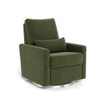 Moss Green Velvet / Brushed Steel Swivel - Monte Design Matera Glider Recliner - Performance
