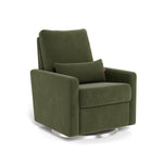 Moss Green Velvet / Brushed Steel Swivel - Monte Design Matera Glider Recliner - Performance