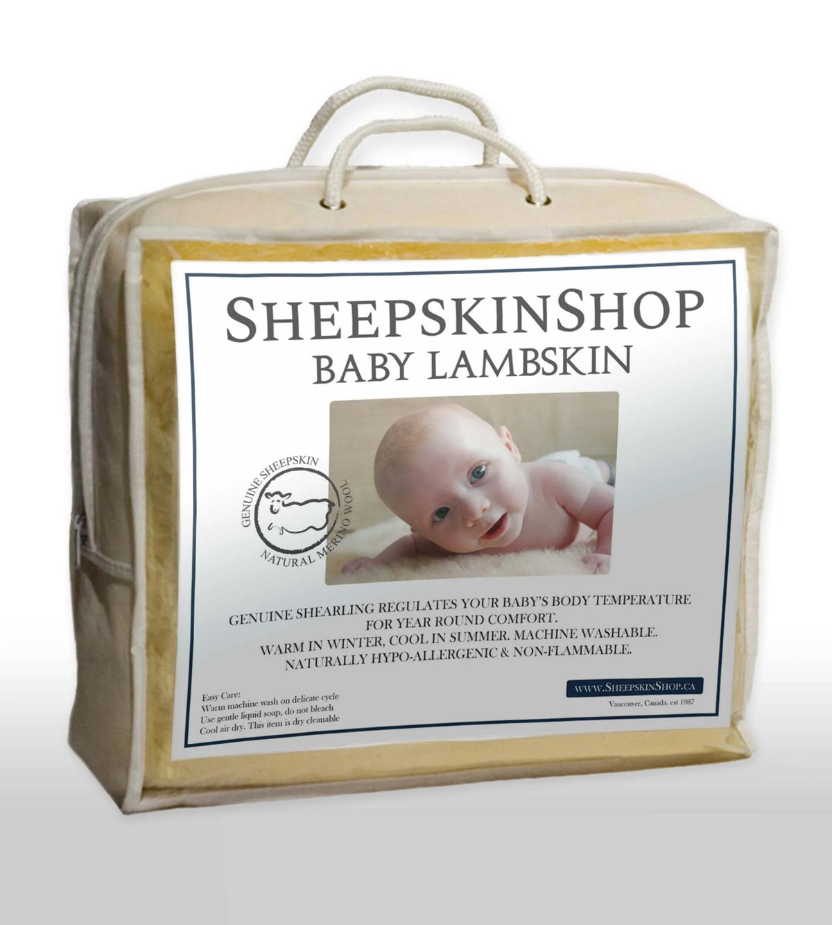 Auckland Sheepskins Baby Lambskin Rug - Short Wool Packagine