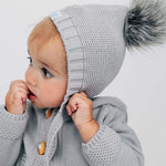 Beba Bean Crochet Pom Pom Hat - Grey Lifestyle
