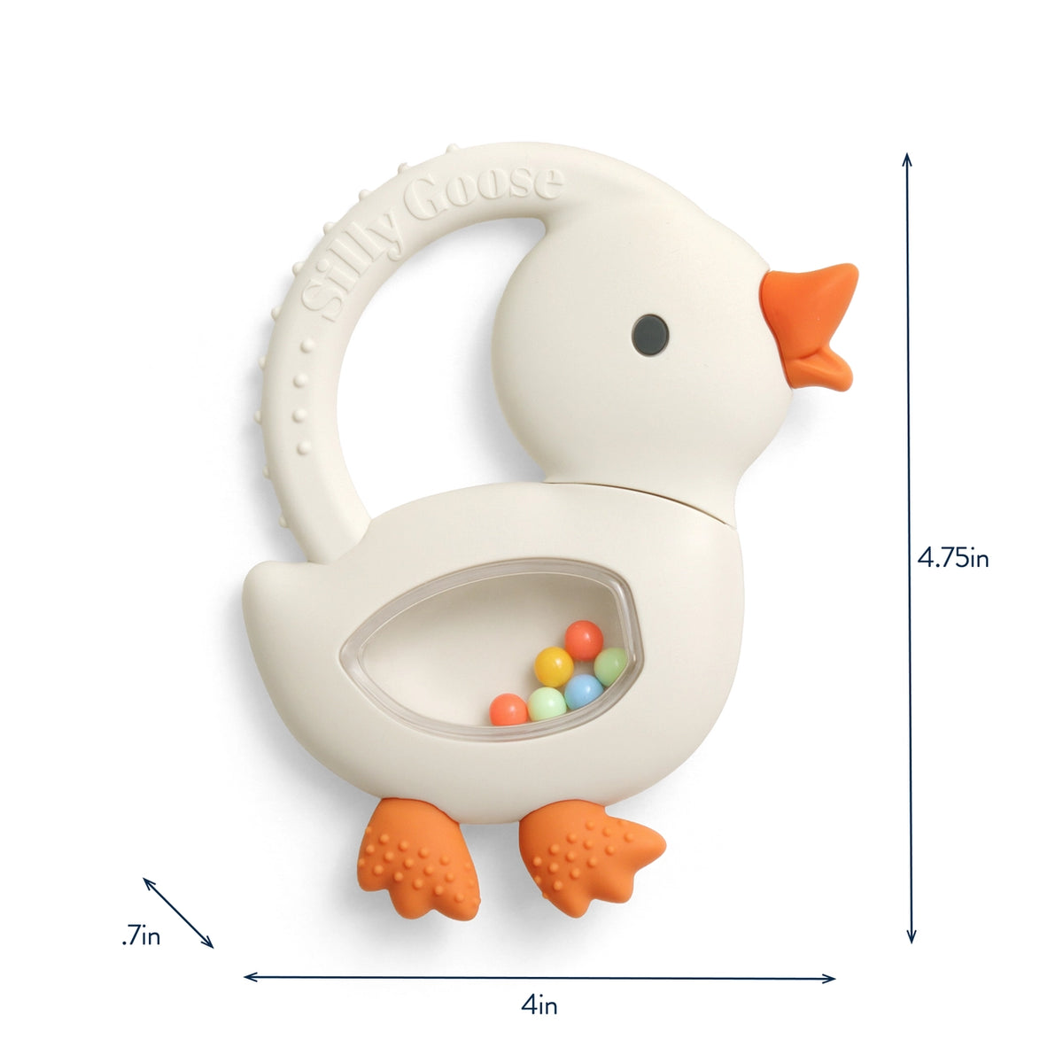 Itzy Ritzy Bitzy Shake™ Silicone Teether with Rattle - Goose Measurements