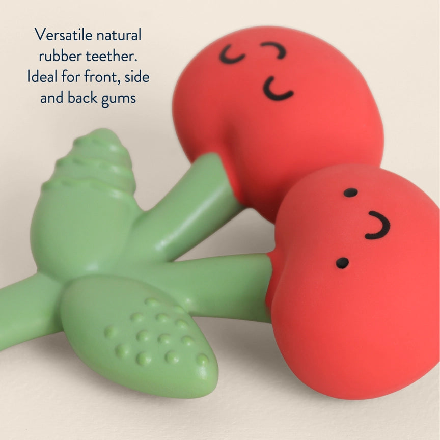 Itzy Ritzy Comfort Crew Natural Rubber Teether - Cherry Features 2