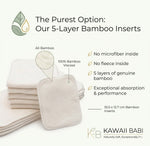 KaWaii Baby 5-Layer Premium Bamboo Cloth Diaper Insert (Single) - Features