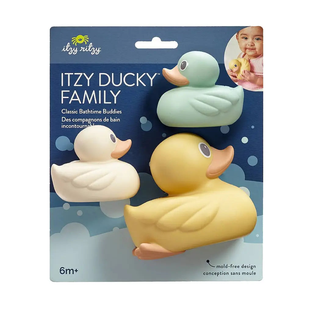 Itzy Ritzy Itzy Ducky Family Bath Toy Set Packaging & Set of Three