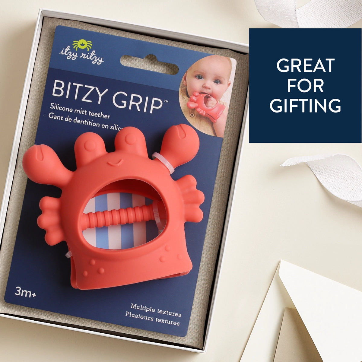Itzy Ritzy Bitzy Grip™ Silicone Teether - Crab Giftable Packaging