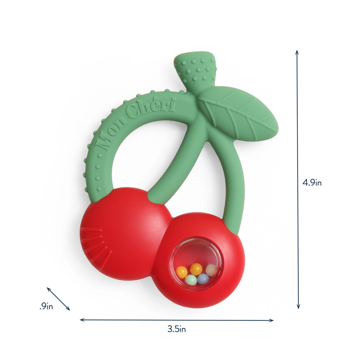 Itzy Ritzy Bitzy Shake™ Silicone Teether with Rattle - Cherries Dimensions