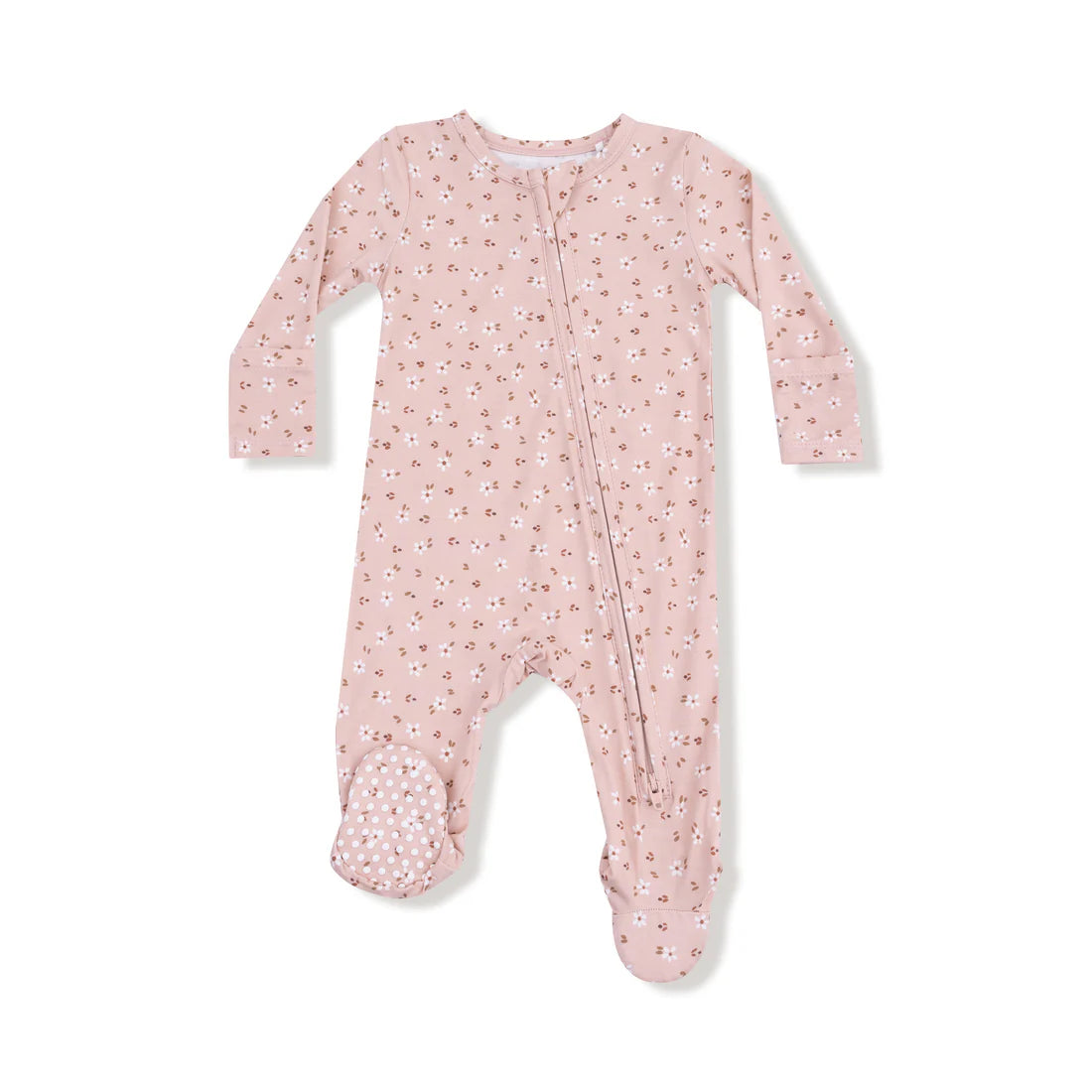Angel Dear Zipper Footie - Carrie Floral Pink