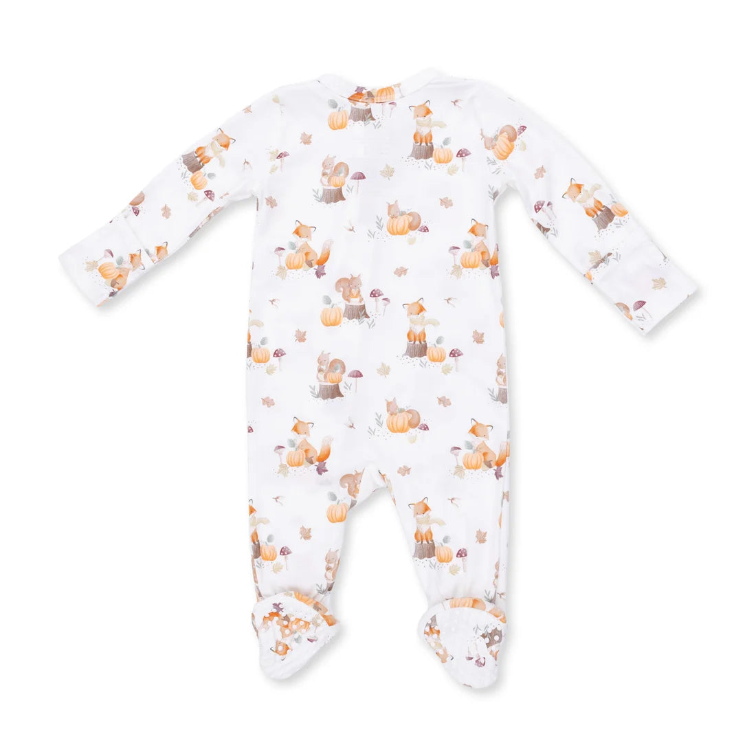 Angel Dear Zipper Footie - Woodland Animals with Pumpkins - Back View