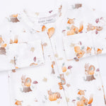 Angel Dear Zipper Footie - Woodland Animals with Pumpkins - Print Detail