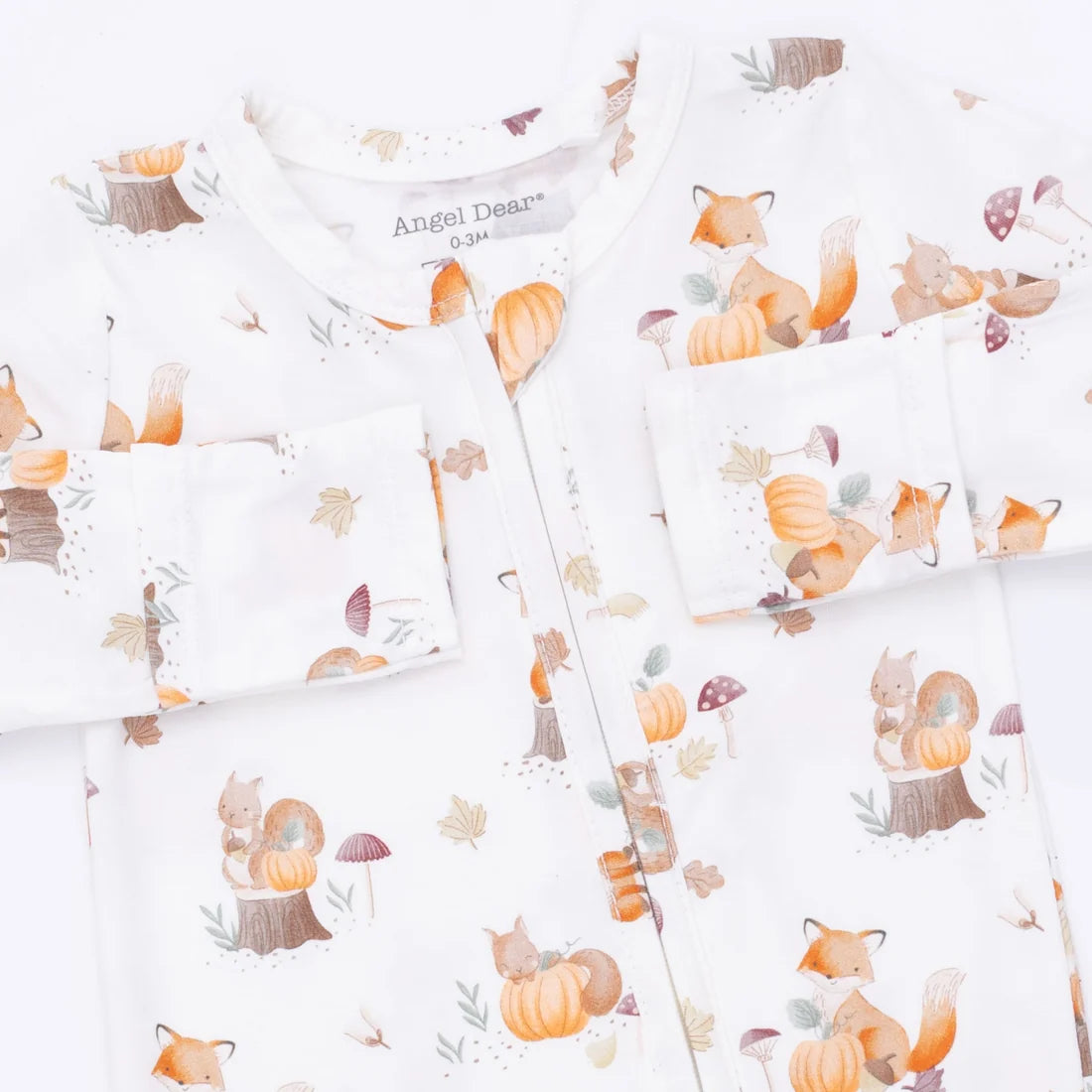 Angel Dear Zipper Footie - Woodland Animals with Pumpkins - Print Detail