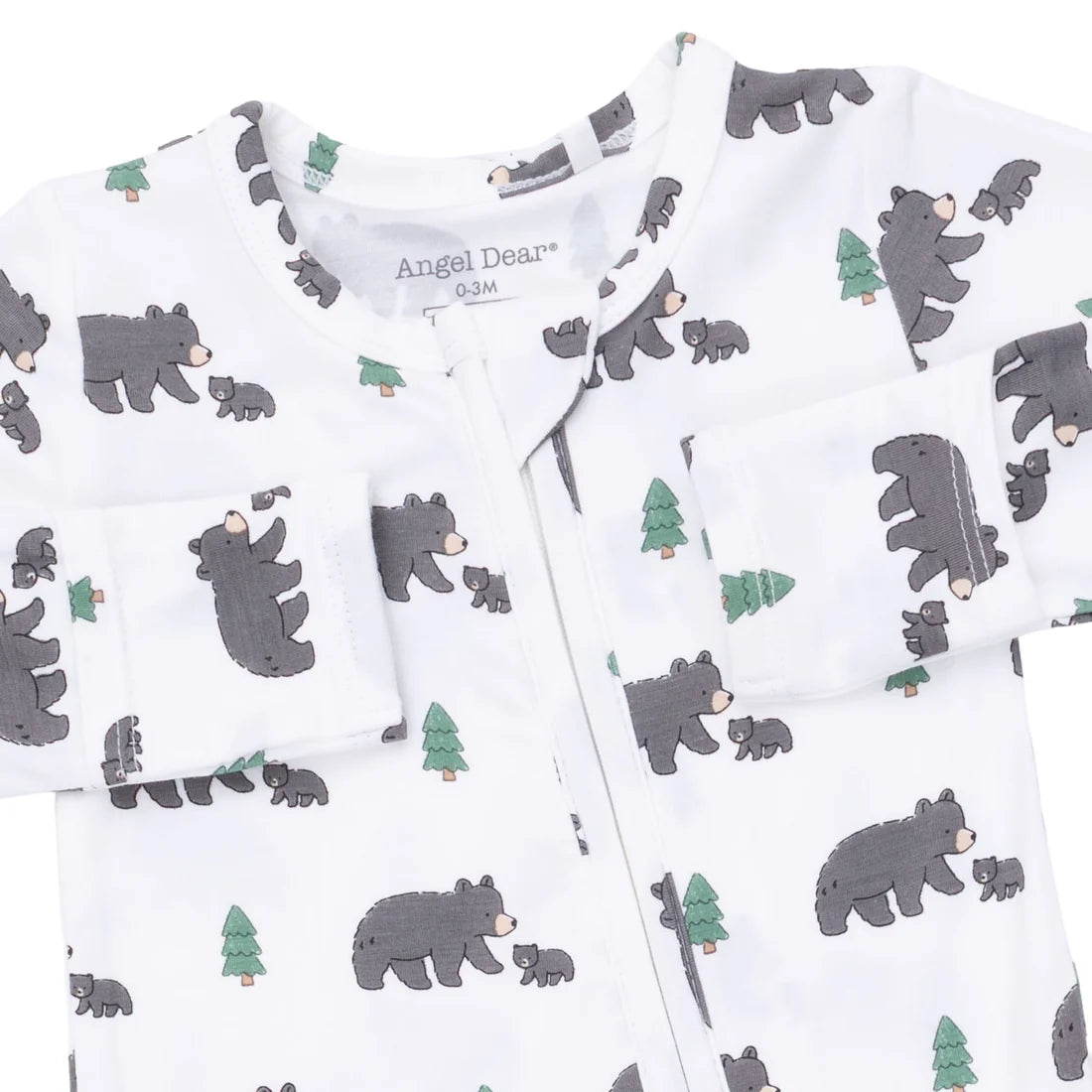 Angel Dear Zipper Footie - Black Bears - Print Detail
