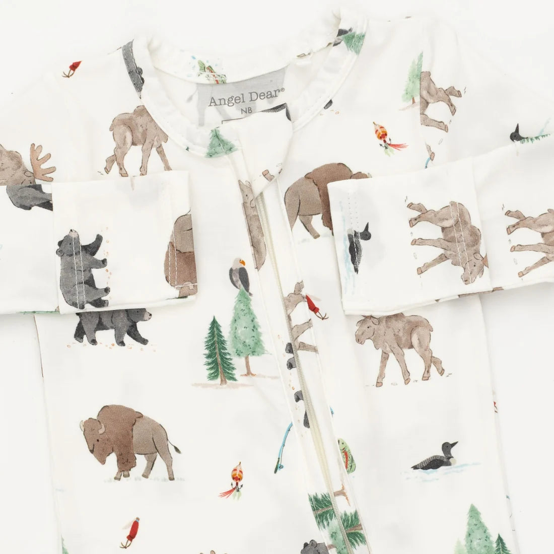 Angel Dear Zipper Footie - Northern Woodland Animals - Print Detail